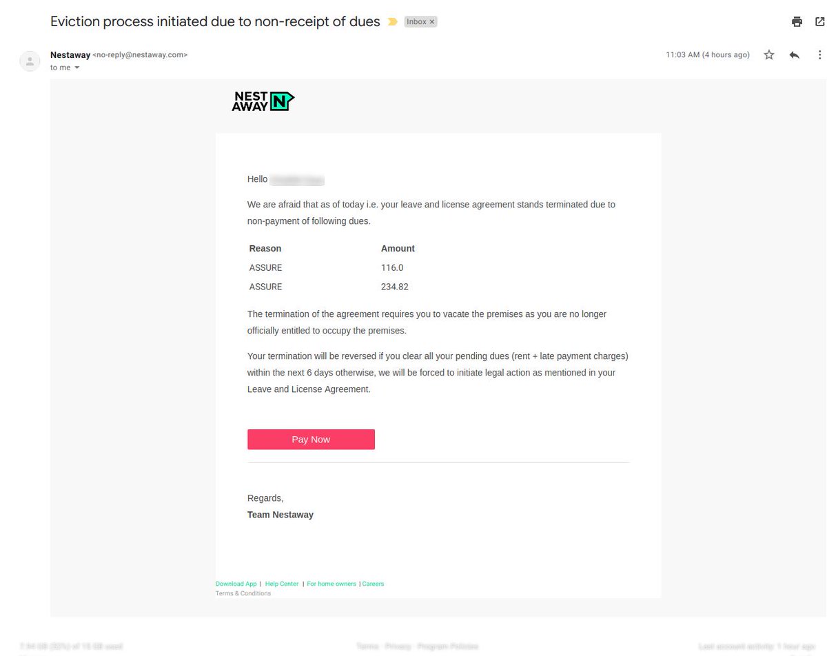 Marinersrevenge's tweet photo. @DevyanshuAgraw3 @NestAwayCare Hey Devyanshu, same thing happened with me today. After calling their helpline, I got a 'it happened because of a technical problem' answer. Nestaway nahi, Cheataway hai ye company. https://t.co/R43FP83Ytp