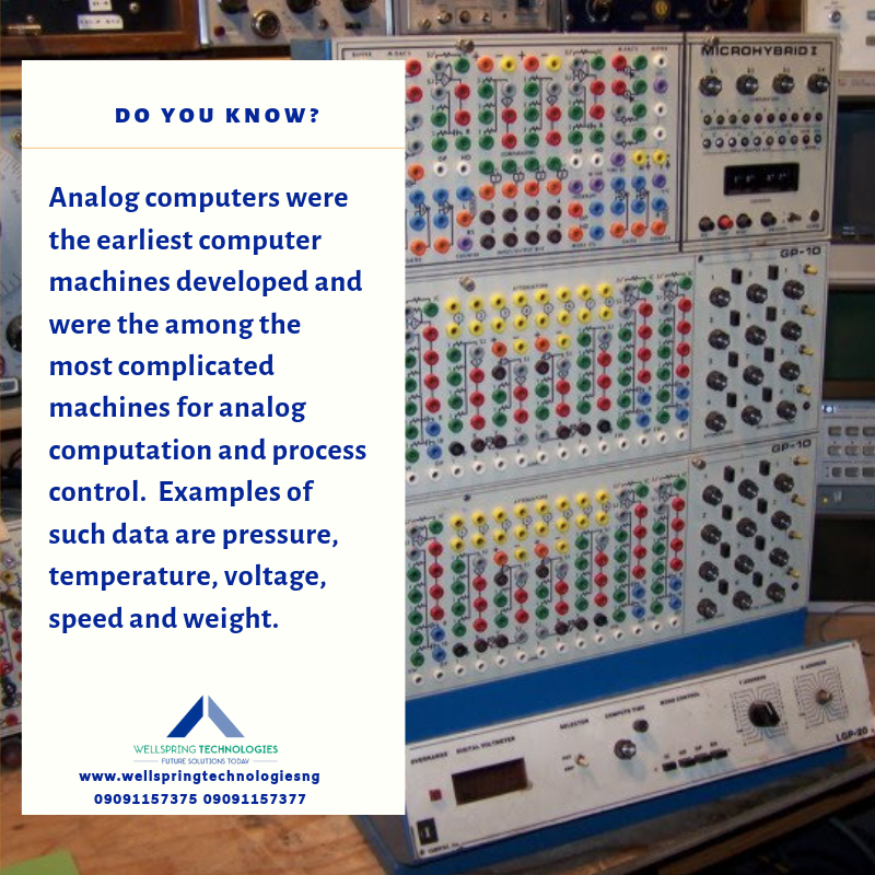 WellspringN's tweet photo. Analog computers were the earliest computer machines developed and were the among the most complicated machines for analog computation and process control. 

#wellspringtechnologiesng
#hospitalitysolution
#ThursdayThrowback https://t.co/dSFl1JypvT
