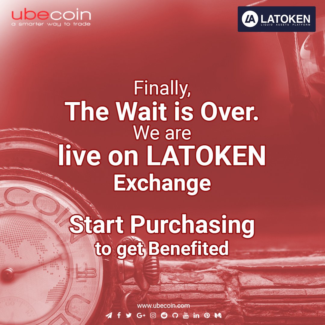 Ubecoin's tweet photo. UBECOIN IEO TOKEN SALE NOW LIVE on LATOKEN: https://t.co/EaGAcYHZNd
@latokens @LATOKEN_support
@lalitbansal81 @bharatgandass @Andrewubecoinc1
#ieo #ubecoin #latoken #eth #btc #exchange #barter #buy #investinubecoin #IEO #investincrypto #investinico #invest #ethereum #bitcoin https://t.co/T23OBMDbg7