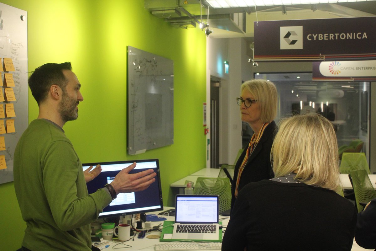 CybertonicaLtd's tweet photo. Our Chief Product Officer @Olaf_Hofmann presented Cybertonica to @margot_james_mp, MP for Digital and Creative Industry, during her visit to @IDEALondon last week. She showed a special interest in how AI/ML can make everyone's digital world more secure #ethicalAI #fintech https://t.co/GCAZThq1SI