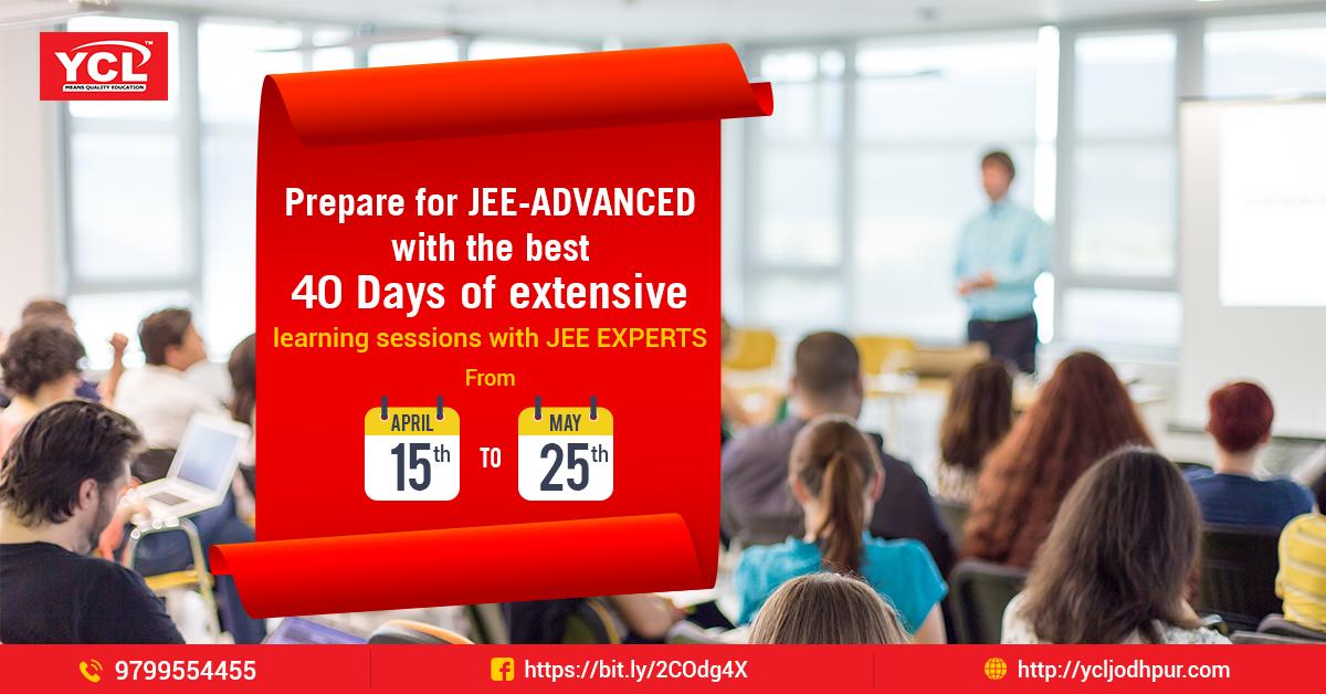 Excel in JEE-Advanced under the guidance of JEE experts at YCL. 
Sign up now for the 40 days
course.
#InvestInQualityEducation 

Visit Now- ycljodhpur.com

#EducationForAll #Jodhpur #Rajasthan #IIT #JEE #Preparation