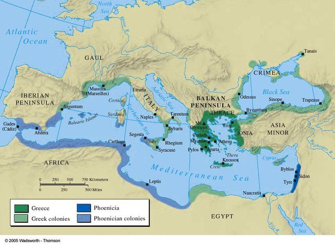 Este Mapa Muestra Las Colonias Griega Y Fenicia En El 550 A C Vía