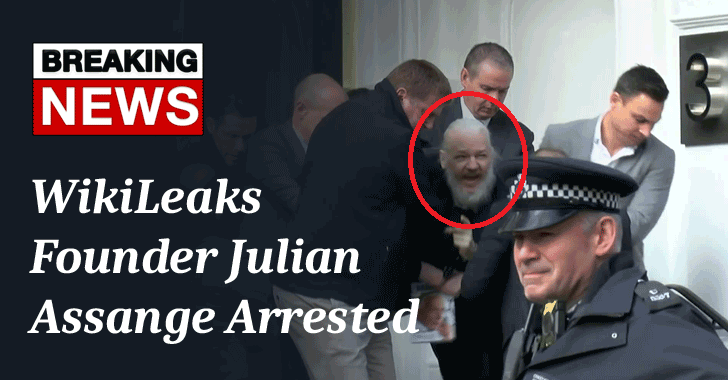 TheHackersNews's tweet photo. London Police Has Arrested #WikiLeaks Founder "Julian Assange" After Ecuadorian Government Withdraws Asylum

https://t.co/NNgNc8WSeW https://t.co/wHBtSd3T2e