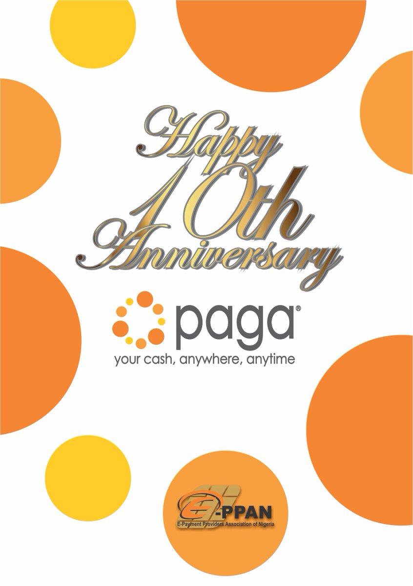 eProviders's tweet photo. Happy 10 years anniversary to @mypaga. We wish you more successful years of disrupting the industry by making cash available anywhere, anytime. Congratulations  to @oviosu @jjalabraba @mypagacare 

#epayments #digitalpayments #mypaga #disruption #redefiningpaymentsinnigeria https://t.co/GLqZjp487b