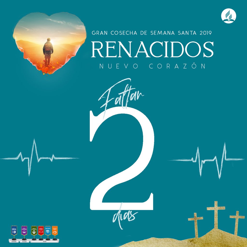 AdventistasAPCE's tweet photo. Faltan 02 días para *#SemanaSanta2019 #Renacidos* 🙏🏽 https://t.co/D4eGtqQ040 https://t.co/N88CaEgeyv