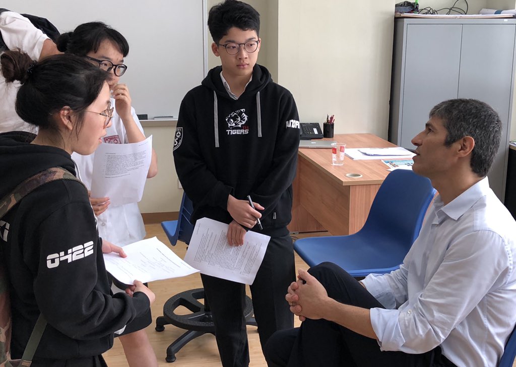 #TISMacao Theory of Knowledge IB students discussing and debating, ethics, liberty, and political philosophy with well known Macau lawyer Jorge Menezes. Brushing up on our John Stuart Mill!