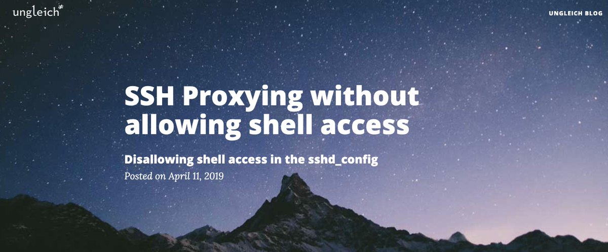 ungleich's tweet photo. Yay, a new blog post! #SSH Proxying without allowing #shell access: because we want to allow users to use a #jumphost to jump into our #IPv6 net from IPv4, but they don't need shell access for it. Read more on https://t.co/KdhX7l9qAJ https://t.co/wUA0rkI8Ie