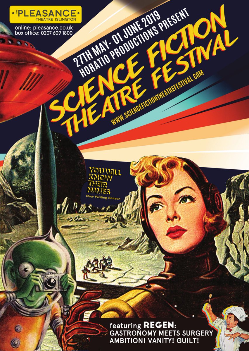 conrcarroll's tweet photo. Delighted to announce that I will be returning to @ThePleasance with my short play "Five Years" as part of their #SciFiFest and the #YouWillKnowTheirNames Writing Season. There are other worlds than these... https://t.co/iPkfTHYiks
