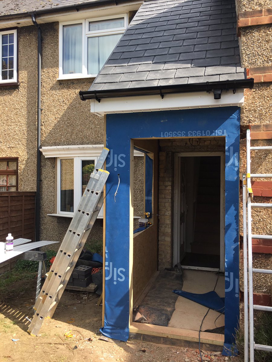 GAPhomeimprove's tweet photo. #Porch building in sunny #Huntingdon today. Slate affect tiled #warmroof , new #frontdoor to follow soon. https://t.co/VodNDModsa https://t.co/4nNxTYAqP2
