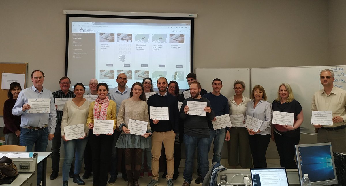 WAMDIA_Project's tweet image. Universidad de alcalá (UAH) orgullosa de mostrar el excelente grupo de instructores como cursos piloto de formación de wamdia con sus diplomas. facebook.com/WAMDIA/photos/… @sepiegob