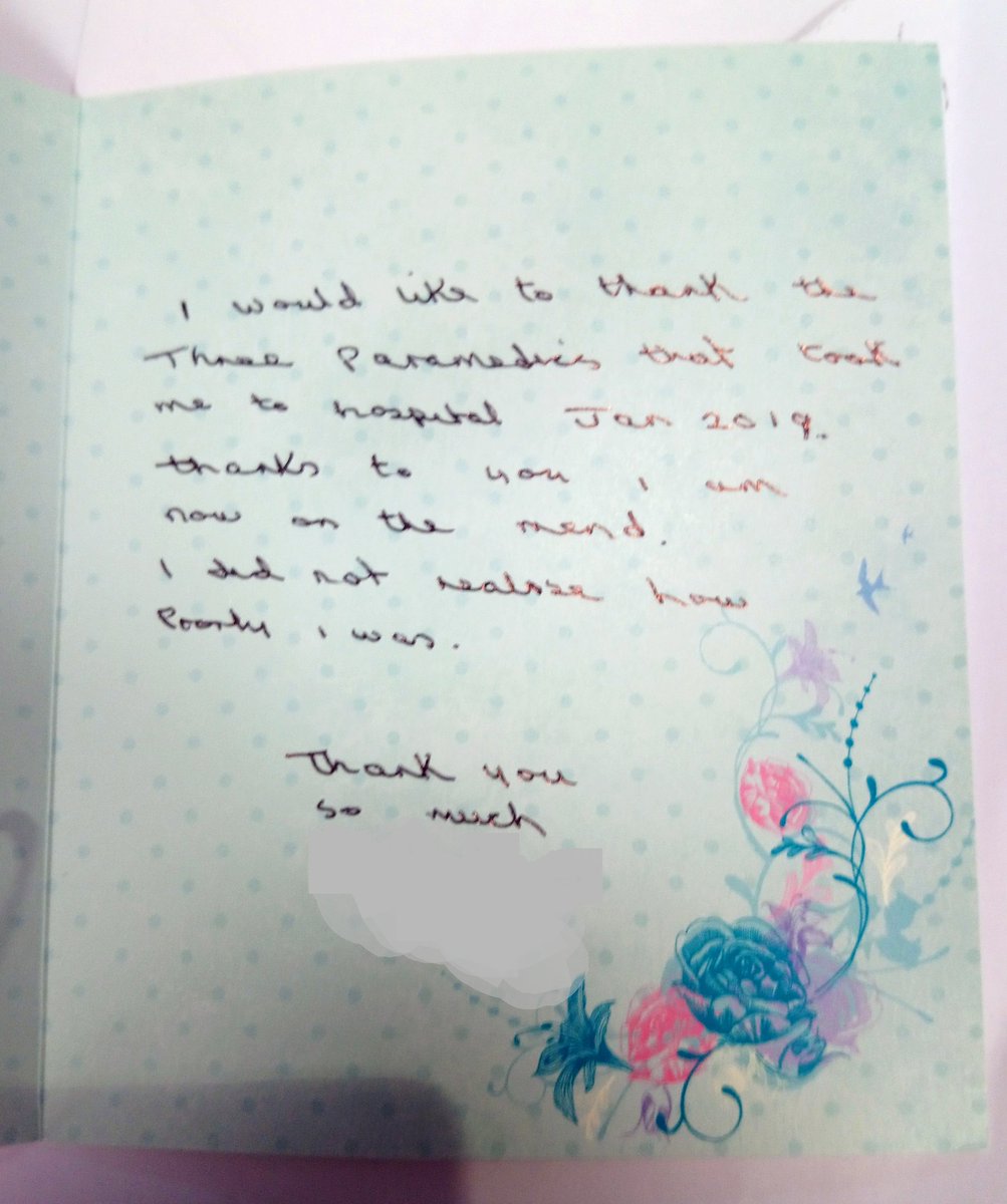 A lovely thought from a patient for the staff who attended.
However. No names, no incident and no date.
I never thought I would be working as a detective in my new role. I think I've figured out which crew this was intended for and will endeavour get it to them.