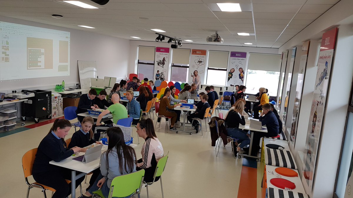 Learnit_Ireland's tweet photo. It's a full house at the @DCU_IoE @DublinCityUni #dculeis today as the second half of the collaboration between @DublinCityUni &amp; @Combilift takes part with Scoil Mhuire Clontibret visiting to discover @scratch and @LEGO_Education Wedo 2.0 #LEGO #legoeducation https://t.co/XrPl7ZZSn9