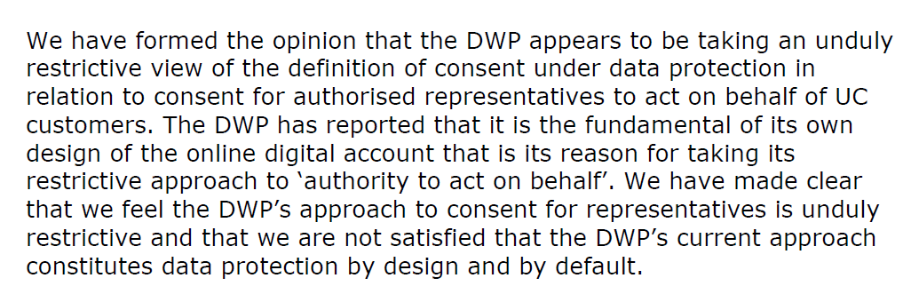 rightsnet's tweet image. "The DWP appears to be taking an unduly restrictive view of the definition of consent under data protection in relation to consent for authorised representatives to act on behalf of #universalcredit customers", says Information Commissioner's Office rightsnet.org.uk/forums/viewthr…