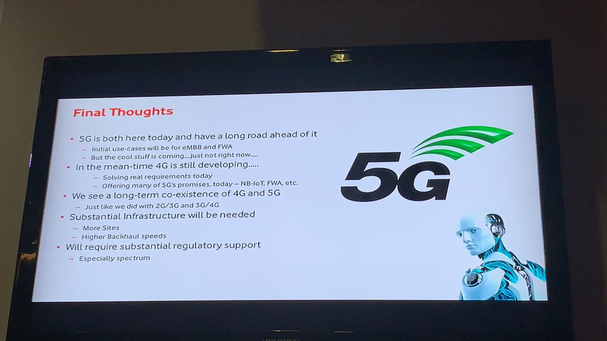 Vodacom's tweet photo. That's it from us here at the @mybroadband #MobileConference, as we look forward to a 5G-filled future that will keep us SAFE through advanced security, ENTERTAINED through high speed streaming and cloud gaming, and that will allow us to experience socio-economic growth. https://t.co/An5yrh4aqI