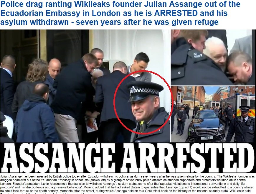 MrstepowerPower's tweet photo. Good to see @thomasbjorngolf working for the British police force during the arrest of @wikileaks founder Julian #Assange https://t.co/cPbinYd7mr