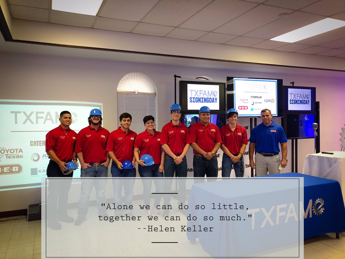 TX_Fame's tweet photo. “Alone we can do so little; together we can do so much.”- Helen Keller. 
#teamwork #toyota #txfame #opportunity #advancedmanufacturing #stphillips #earnwhileyoulearn https://t.co/kwS0p6Hq3H