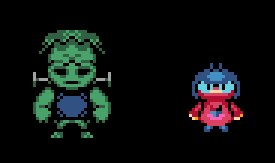 arachonteur's tweet image. the scale on wakaba compared to frankenstein is really funny #gamedev #boxgame