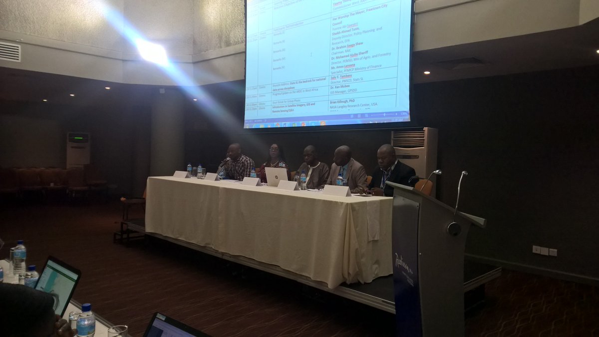 scccsierraleone's tweet photo. Happening now:
2nd S/Leone /GPSDD/NASA Virtual Africa Regional Datacube Training Workshop is underway @RadissonBluMYHF.

@vickypax @Data4SDGs @stats_sl https://t.co/TNTG98jsci