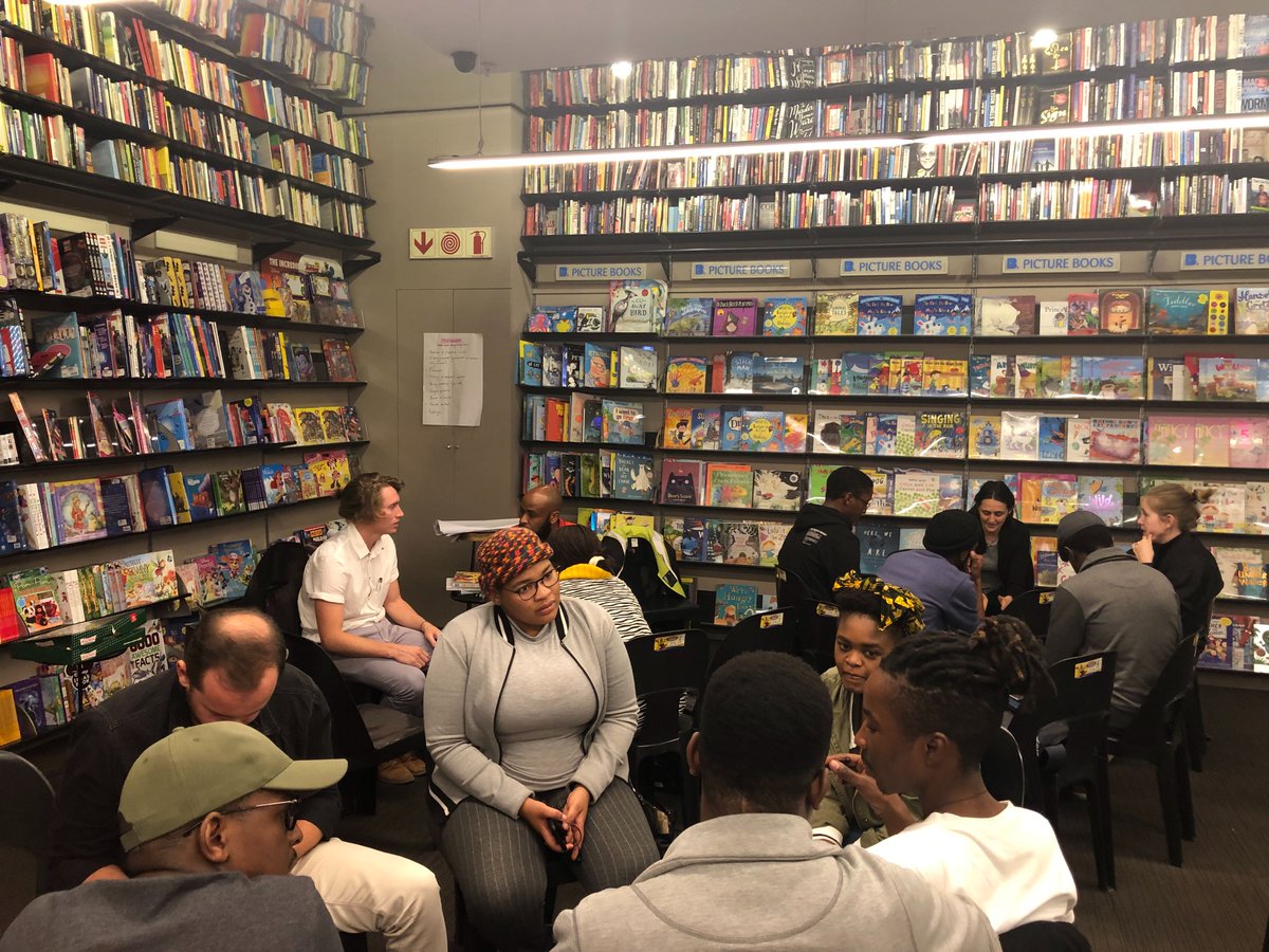 OIJHBChapter's tweet photo. A recap from last night's event around the question: "How might we inspire children and their caregivers to read together?"

Gathered in the cosy @ExclusiveBooks Rosebank, we held a research discussion to prime our community for storyboarding a manuscript. https://t.co/EgIZi6RUui