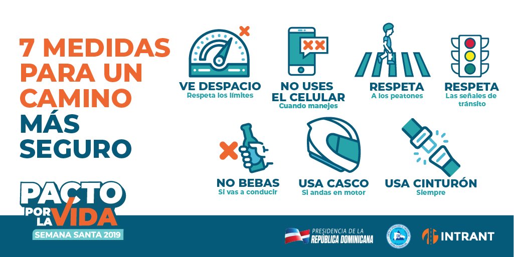 INTRANT_RD's tweet photo. Trabajamos para cuidarte, pero debes hacer tu parte cumpliendo con estas 7 medidas para que tu camino sea más seguro.  | #INTRANT #PactoPorLaVidaRD https://t.co/5bbqKaHZmu