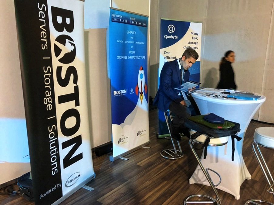 Quobyte's tweet photo. Talk auf der @futurethinking_ verpasst? Am gemeinsamen Stand mit @BostonGermany gibt's Gelegenheit mehr über unseren #SoftwareStorage inkl. Hardware und die Integration mit #TensorFlow und #Kubernetes zu erfahren. #storage #technology #AI #ML https://t.co/E27vMsXd4i