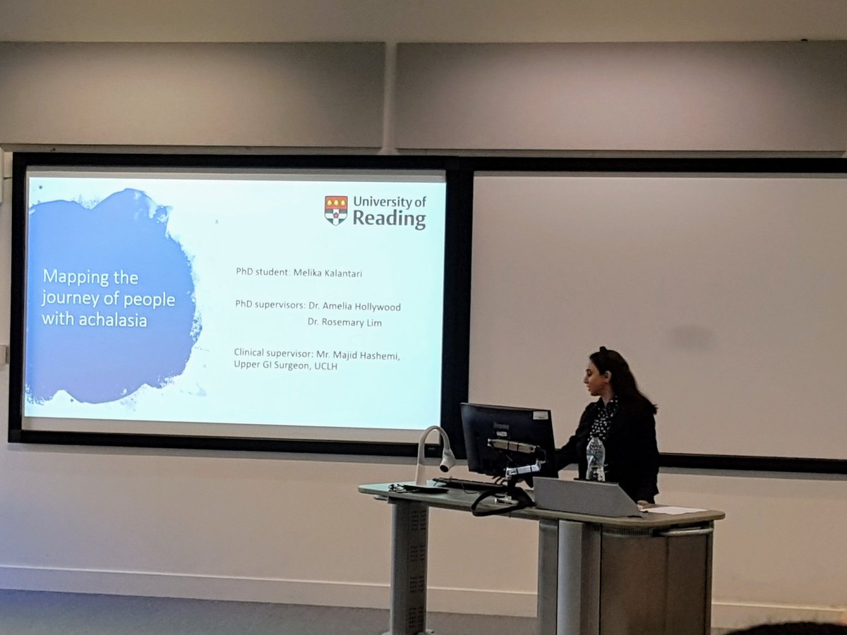 Great presentation from Melika Kakantari <a href="/RSofPharmacy/">RSoP</a> <a href="/UniofReading/">Uni of Reading</a> #PhD conference! Presenting her work on #PatientExperience with #achalasia. Good to see development from MSc work to PhD project = proud supervisor! @majidssurgery <a href="/RosemaryHLim/">Dr Rosemary Lim</a>