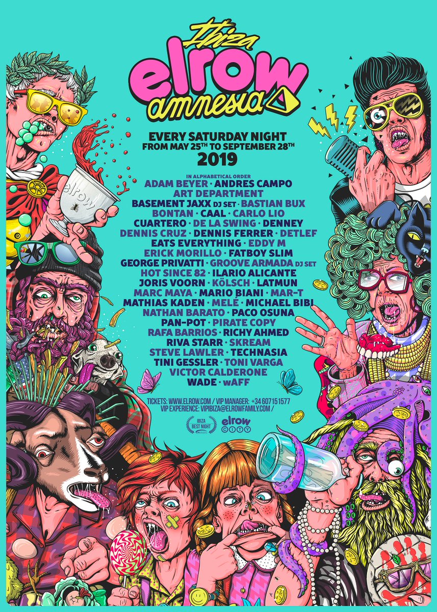 elrow_'s tweet image. elrow Ibiza at @Amnesia_Ibiza  FULL LINE - Season 2019 🙌🏻🎉
See you on the dancefloor ;) #elrowIbiza2019 #elrowatAmnesia
Opening Party Tickets: bit.ly/2v0sU93
+ Info: bit.ly/2VBzsqD