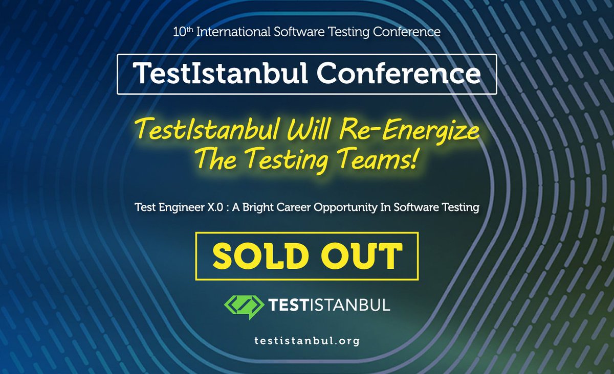 testistanbul's tweet image. TestIstanbul Conference tickets are sold out!
Thank you so much for your interest! 
#TestIstanbul #ReEnergize #TestingTeams