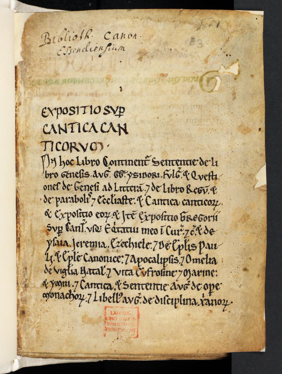 The manuscript in question, Düsseldorf B.3 is a collection of texts, written probably around 820 in Corbie in Northern France. It contains a number of works, ranging from Alcuin through Bede to hymns. It was perfect for school use. /2