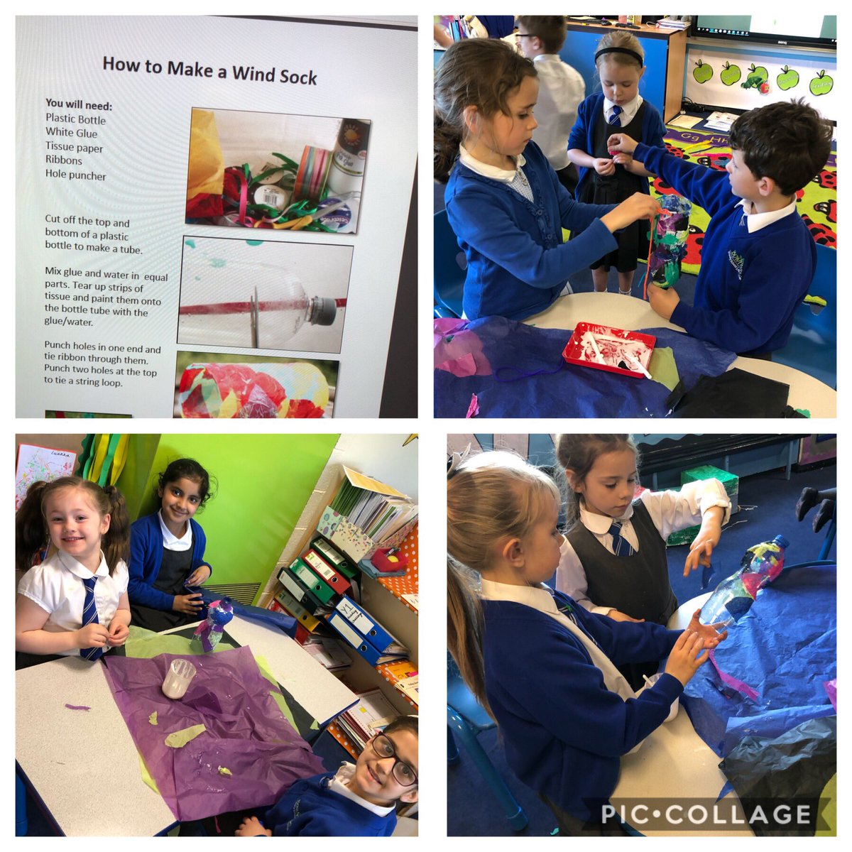 MissFryett's tweet photo. Yesterday Year 1 were investigating the weather, looking at the direction the wind blows in!🌬 we made predictions of whether we thought the strings on our wind socks would blow in the same or opposite direction of the wind! @Bowness_Primary https://t.co/l3Azxcp4mc