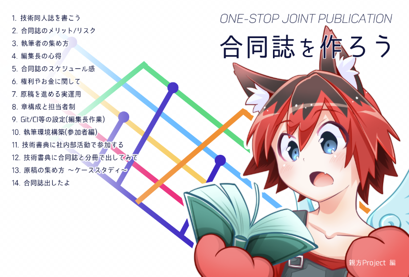 『ワンストップ 合同誌を作ろう』
『ワンストップ 勉強会』
『ワンストップ 見積もり本』
表紙イラスト・マンガを寄稿しました!
#技術書典 6 【あ01】 親方Project @oyakata2438
私のサークルスペースは…