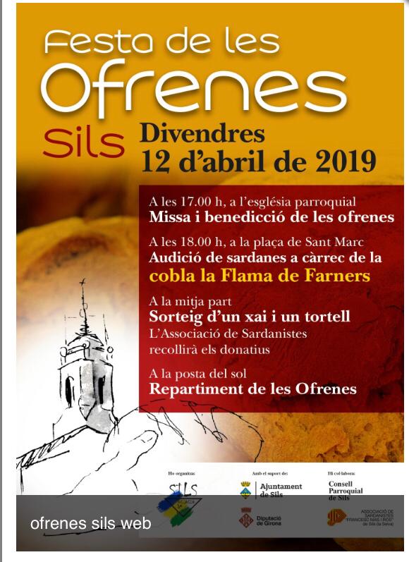 Demà divendres a les 18:00 ens podreu trobar a la festa de les #ofrenes a la Plaça Sant Marc de #Sils!
Us en deixem el cartell!

@conf_sardanista <a href="/SardanesInfo/">Sardanes Info</a> <a href="/SilsSardanes/">SilsSardanes</a>