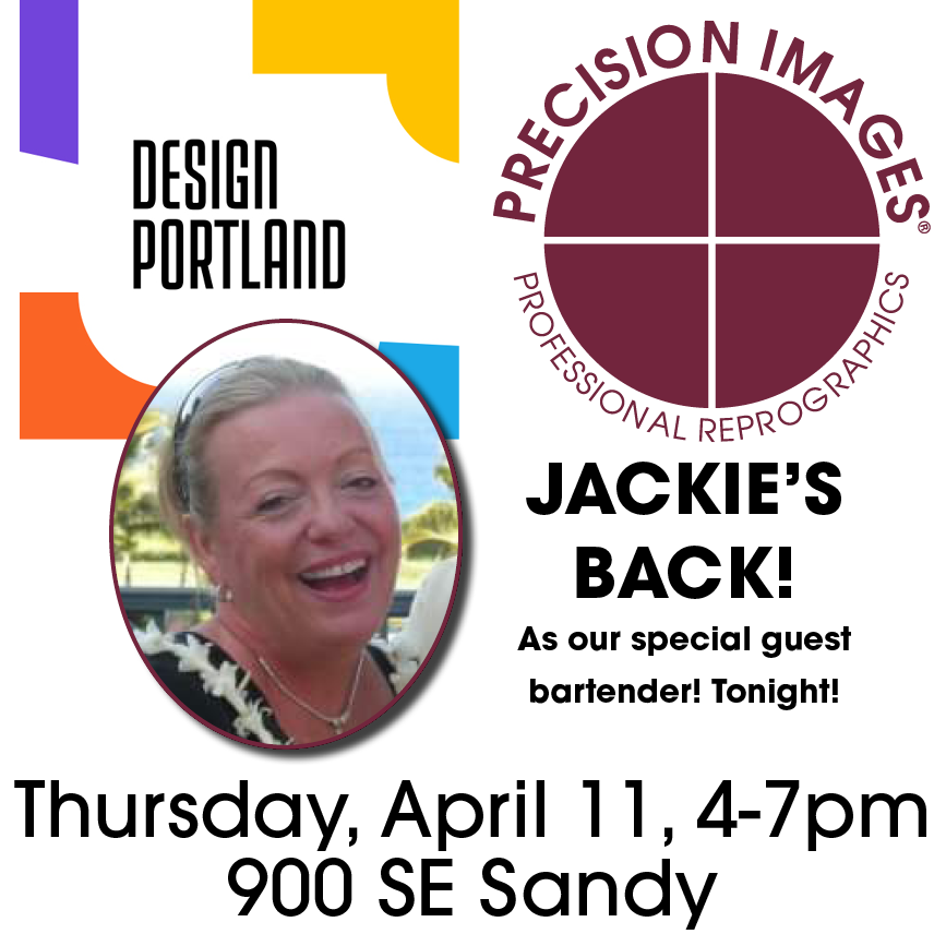 PrecisionImages's tweet photo. TONIGHT! Come see Jackie! She's here for one night ONLY as our guest bartender for the Design Week Open House! See all we do in our Portland Shop & find out how we can help you with your creative projects. #DesignWeek2019 #designweekportland #openhouse #printing #decor #design https://t.co/wyDBDoPJ5Y