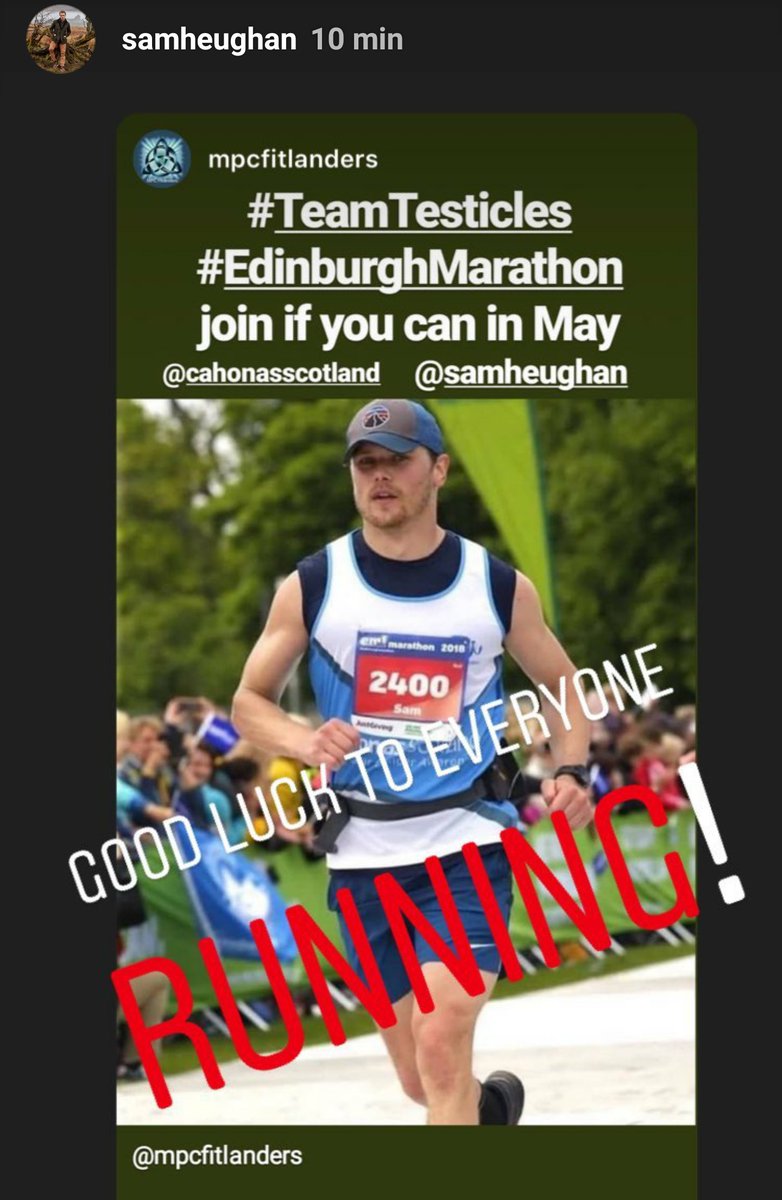 IsaCaledonia's tweet photo. @CahonasScotland @MrHairyHaggis Good luck to everyone running! #TeamTesticles #EdinburghMarathon #SamHeughan https://t.co/o6zokZJkqN