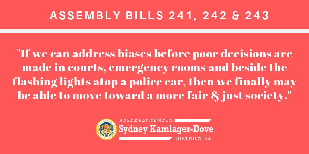 sydneykamlager's tweet photo. My priority bills address #implicitbias in 3 professions that often make decisions that may significantly alter the lives of the people they interact with regularly: healthcare, law enforcement & court personnel. #TheBIASeffect #AB241 #AB242 #AB243 https://t.co/GAcVYyEf3F