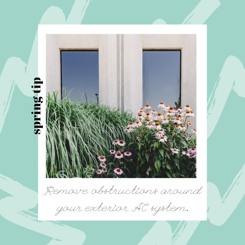 A 2 ft. clear zone around your outside AC unit allows the unit to pull in the air it needs to control the temperature in your home.