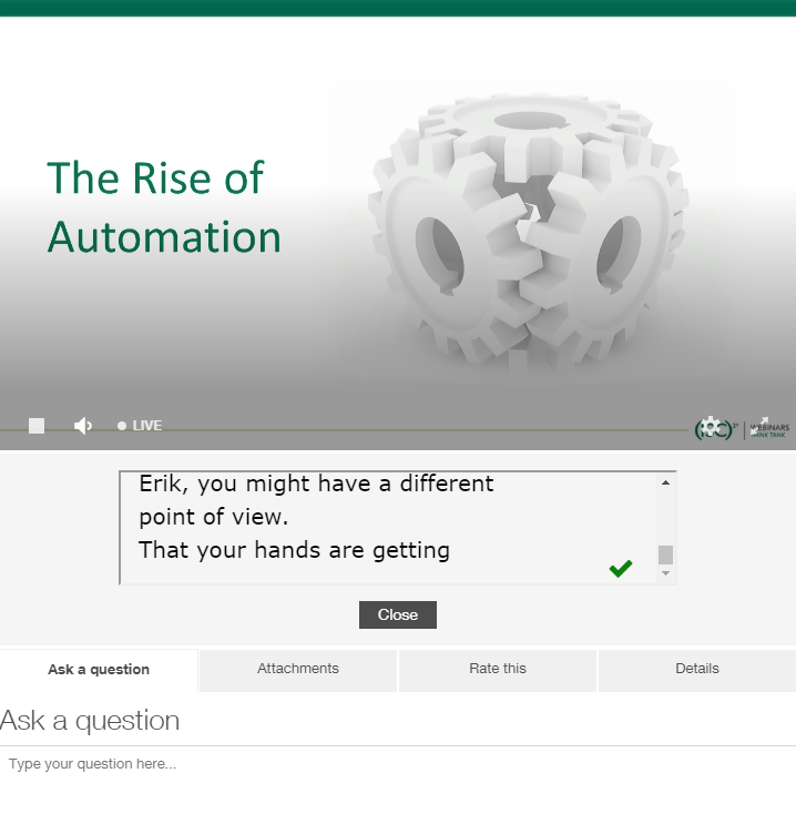 Michelle_ISC2's tweet photo. @ISC2 has added live closed captioning to webinars. Join Going Off Script – Code Eats #InfoSec now to ask live questions from the panel.  https://t.co/tzMHoqMu7B https://t.co/LgkDyzYxcn