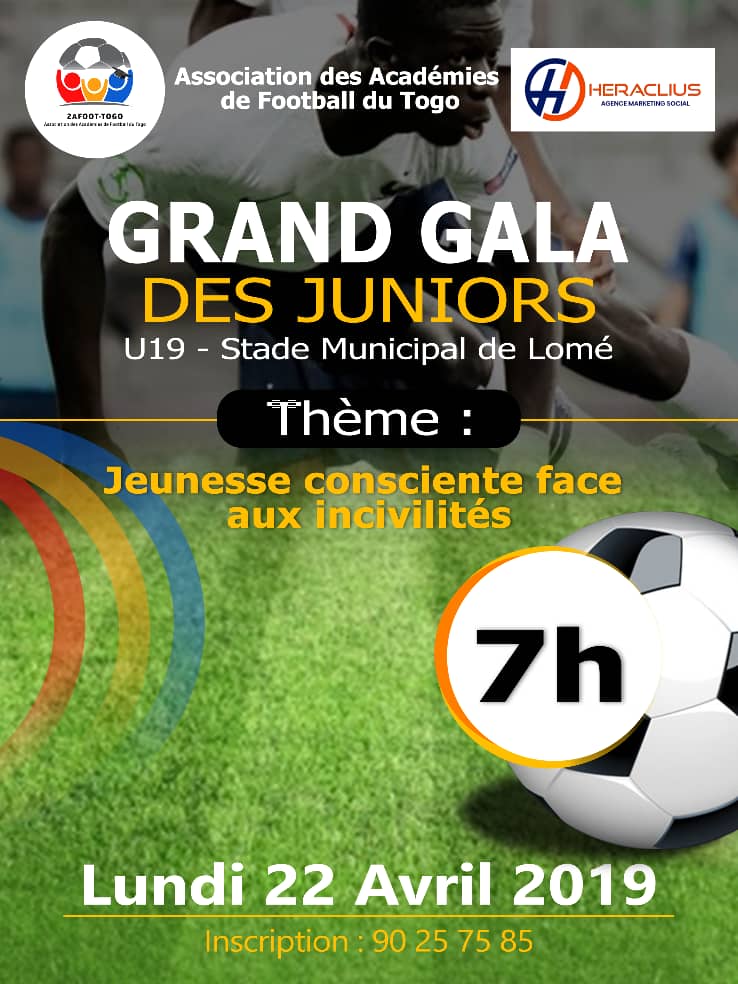 2afoot's tweet photo. Un grand gala des U19 pour le lundi de pâque placé sous le thème jeunesse consciente face aux incivilités. #2afoottogo #togofootball #footballalabase https://t.co/WmiTjXCHfe