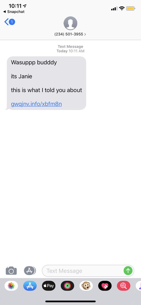 OBJ_II's tweet image. Females (and males) this is a link that puts a tracker on your phone for sex trafficking as soon as you click on it. This is the second one I’ve received. RT AND SPREAD THE WORD!