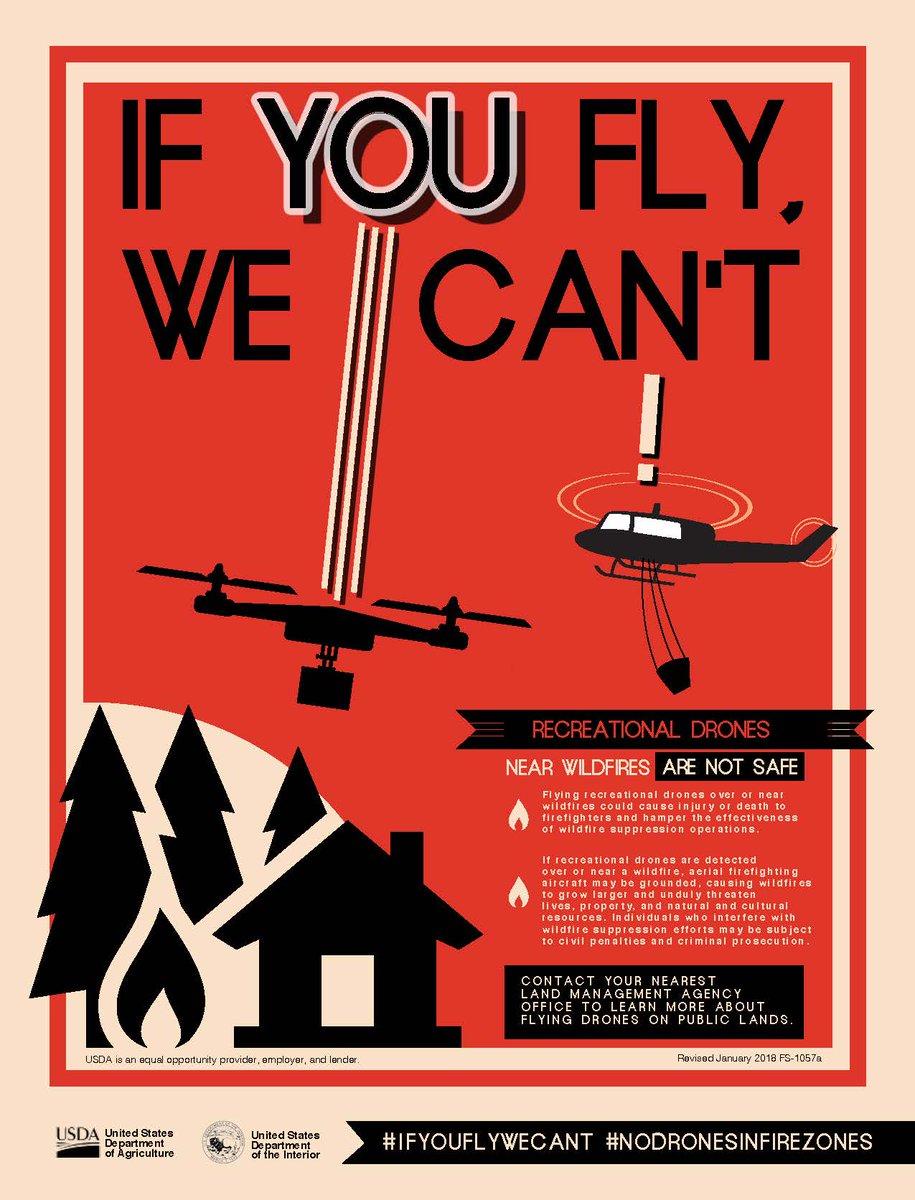 Flying drones near wildfire puts firefighters and communities in danger. #NoDronesInFireZones #IfYouFlyWeCant #SouthwestWildfireAwarenessWeek