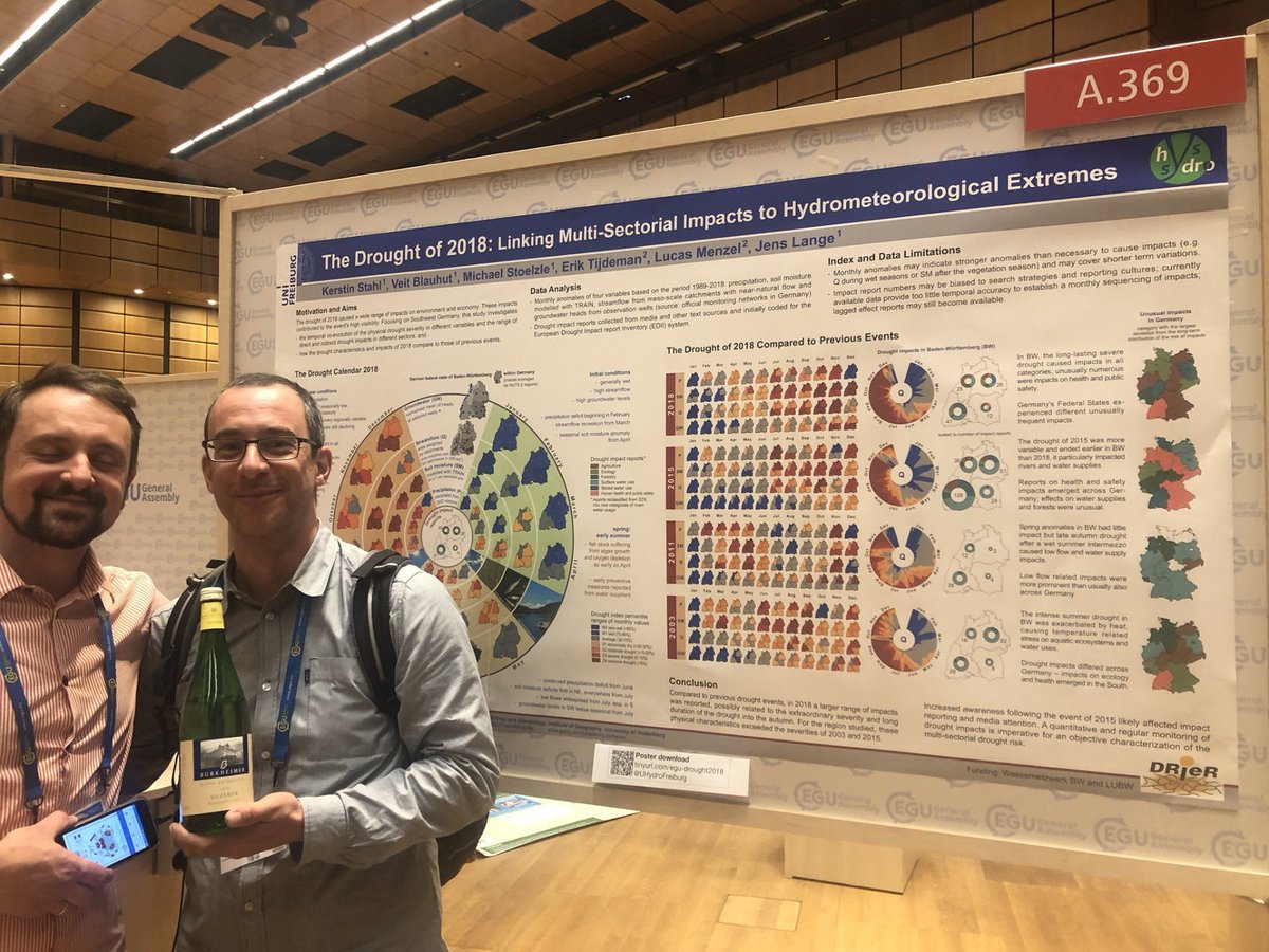 Thanks for dropping by my poster today #EGU19. I had great discussions about how similar Swedish virtually nonexisting drought #preparedness is to Germany 
(@UHydroFreiburg <a href="/Veit_Blauhut/">Veit Blauhut</a> <a href="/michistoelzle/">Michael Stölzle</a> ) and the Netherlands (<a href="/niko_wanders/">Niko Wanders</a>). Let's join forces to tackle this issue!