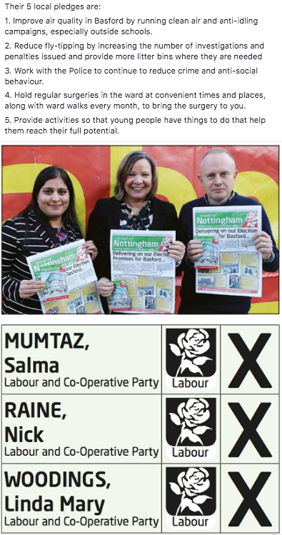 ng_labour's tweet photo. In #Basford use your THREE votes for the #Labour and Co-operative Party on Thursday 2nd May and vote Salma Mumtaz, Nick Raine and Linda Woodings. https://t.co/L5O1r2IuAk