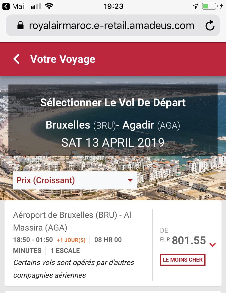 AkelIssam's tweet photo. @royalairmaroc A quel moment votre cerveau a bugué? 800€ un aller simple pour Agadir. On a dit Agadir par l Australie ! Une honte !! Je vous boycotte à vie ! https://t.co/aToaK5Hp66