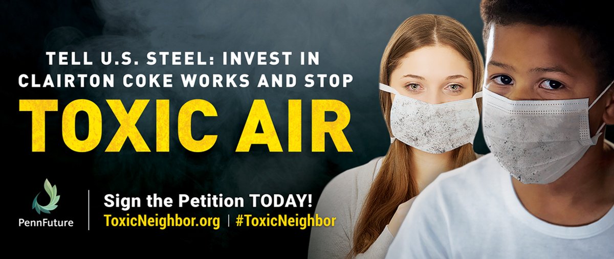 PennFuture's tweet photo. We have 1,100+ signatures on our #ToxicNeighbor petition to help hold U.S. Steel accountable for replacing Clairton Coke Works’ oldest & most problematic coke batteries. Help us get to 1,500 by the end of this week by signing the petition.
https://t.co/lFiW5FFL4h https://t.co/5TKhzxeoDo