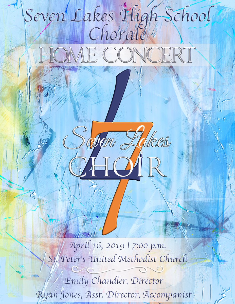 We are so excited to present our final Chorale Concert of the year, the annual CHORALE HOME CONCERT.  We will present and celebrate all the chorale students and the music developed all year! Please join us on APRIL 16th at 7PM at ST PETER’S UMC in Katy!!!