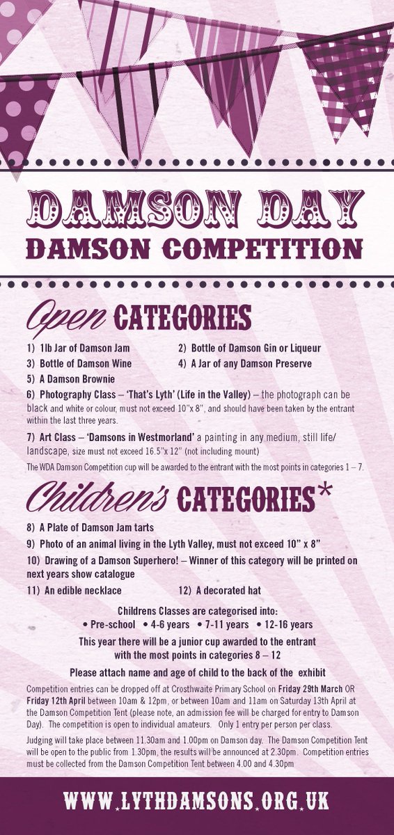 Still time to enter this year's Damson Day competitions!

 <a href="/golakesculture/">Cumbria Tourism</a> <a href="/VisitBritain/">VisitBritain 🇬🇧</a> <a href="/VisitCumbria/">Destination Cumbria</a> <a href="/CumbriaLifeMag/">Cumbria Life</a> <a href="/lakelands/">The Lake District</a> #foodielife #gastropub #countryliving