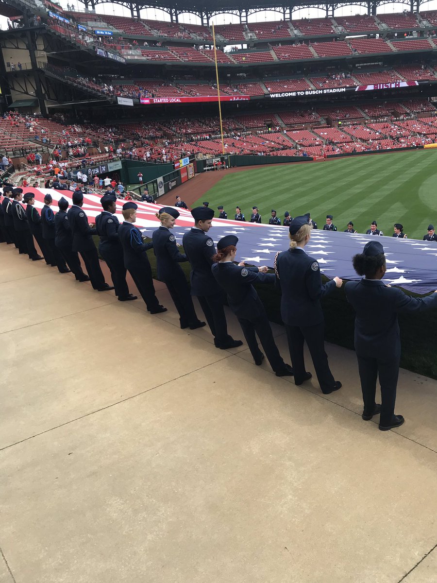 Marquette AFJROTC doing the Colors at the Cardinals game