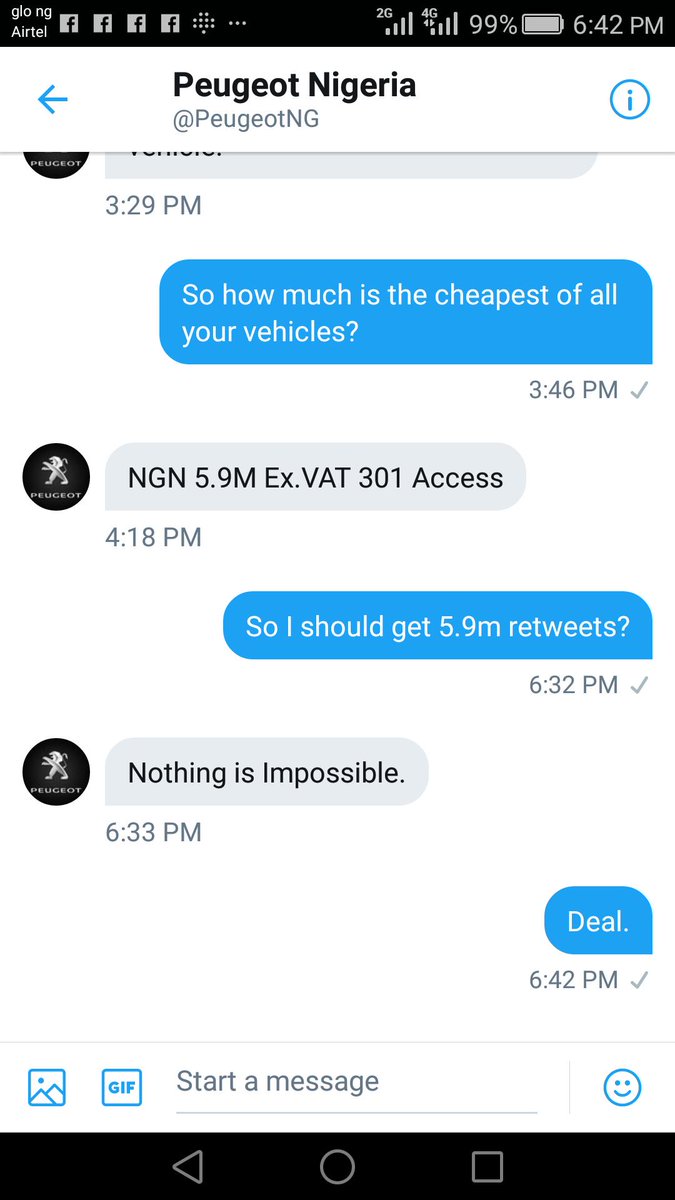 Uchez2's tweet photo. Guys, I know this seems possible but I have to try. I need almost 6M retweet to win a brand new Peugeot from @PeugeotNG . Please help, let's try. https://t.co/J4wGylplXQ