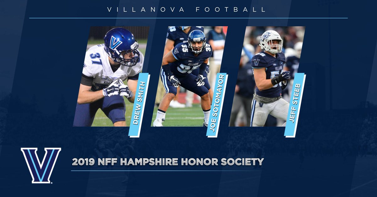 Villanova Football (@novafootball) on Twitter photo With the most in <a href="/CAAFootball/">CAA Football</a>, 7️⃣ Wildcats were named to the 2019 NFF Hampshire Honor Society.
Congratulations to our guys who maintained a cumulative 3.2 GPA or better throughout their college career! #SmartyCats
Details: bit.ly/2Z98rwX With the most in <a href="/CAAFootball/">CAA Football</a>, 7️⃣ Wildcats were named to the 2019 NFF Hampshire Honor Society.
Congratulations to our guys who maintained a cumulative 3.2 GPA or better throughout their college career! #SmartyCats
Details: bit.ly/2Z98rwX