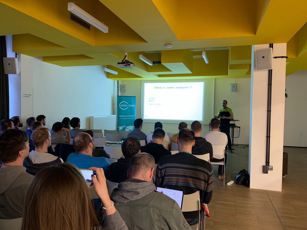 codekiwicom's tweet image. .@atodorov_ sharing examples from @KiwiTcms #opensource project and explaining how his team uses customized pylint plugins to make the software better! #TechWeekCE